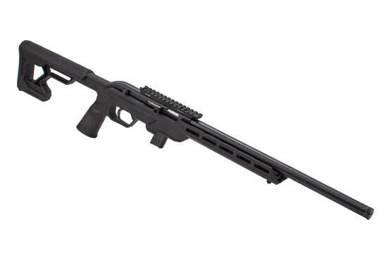 The Savage Arms 64 Precision 22LR Semi Auto Rifle comes in a black polymer chassis and features both a pistol grip and space for M-Lok accessories.